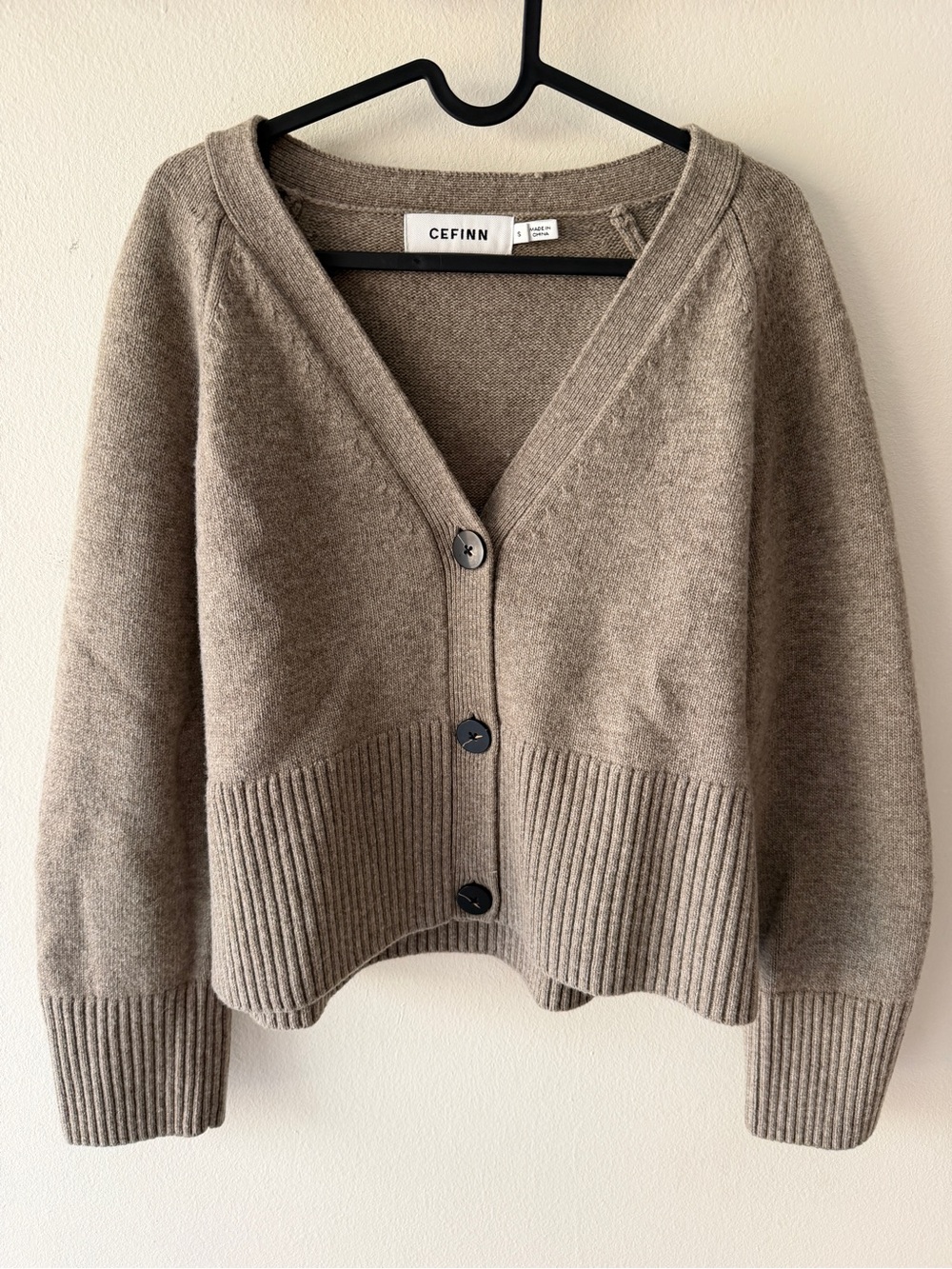 Cefinn Taupe V-Neck Button-Front Cardigan